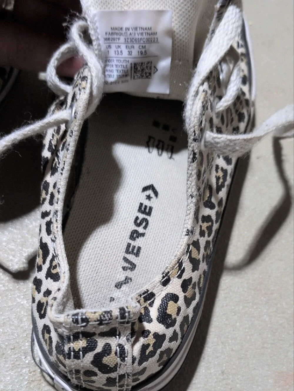 Converse Kids Leopard Print Canvas Sneakers - Cream/Black